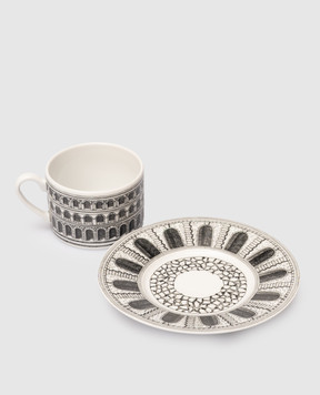 Fornasetti Белый фарфоровый набор для чая Architettura с чашкой и блюдцем P39X441