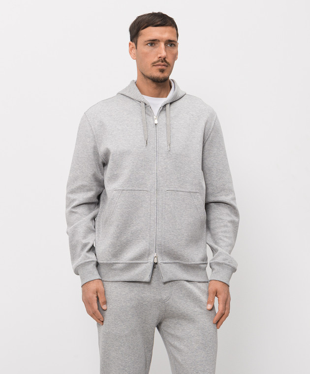 Brunello Cucinelli Серая спортивная куртка с хлопком MM8319069G изображение 3