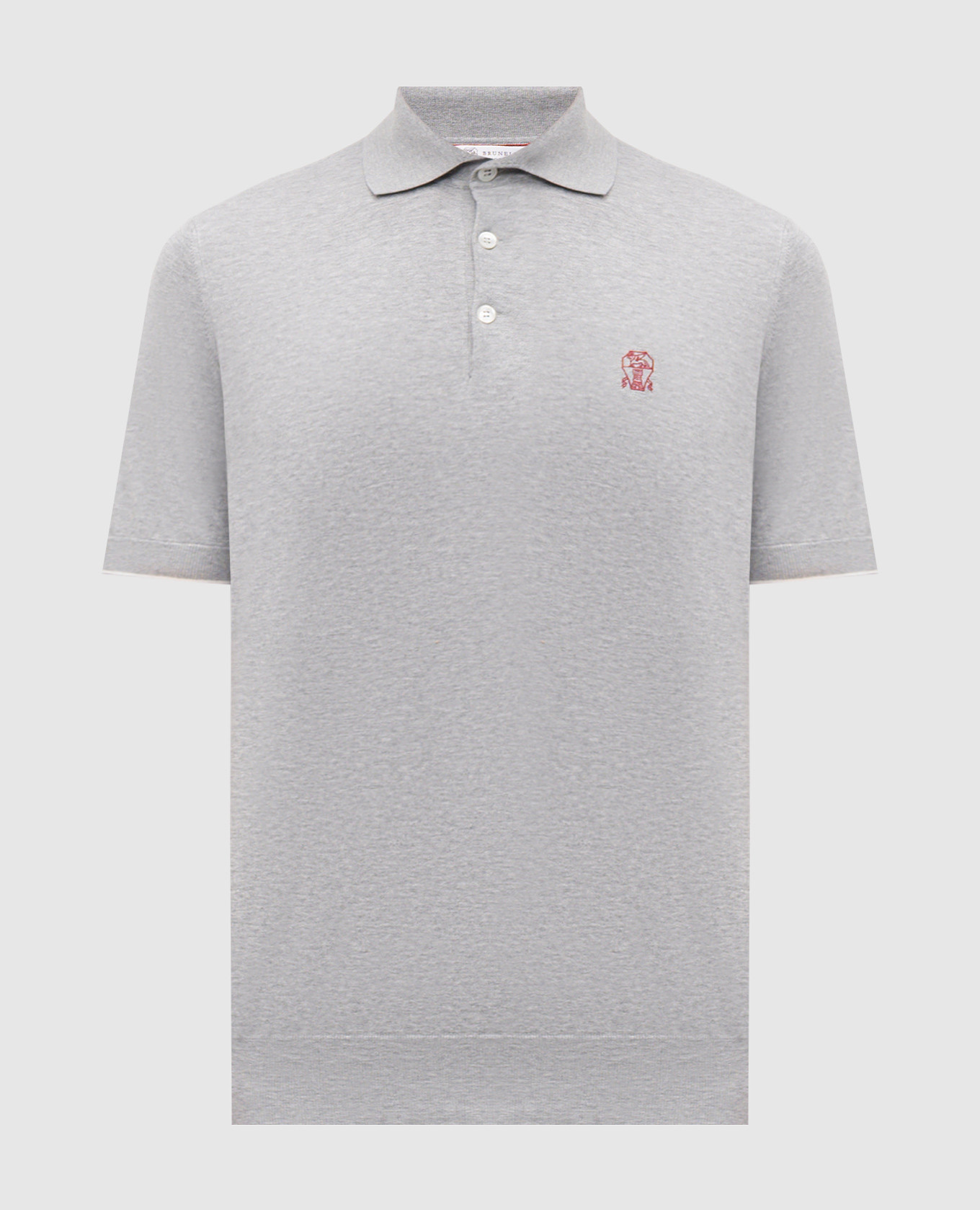 Серое маланжевое поло с вышивкой эмблемы