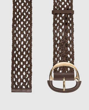 Twinset Коричневий шкіряний плетений ремінь 261TO5390