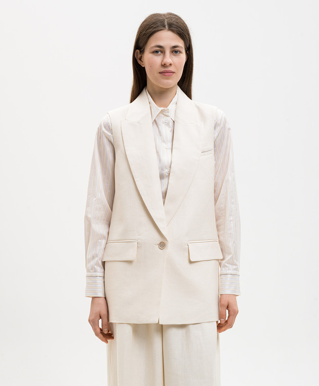 Peserico Жилет з льону кольору айворі S0304002606 зображення 3