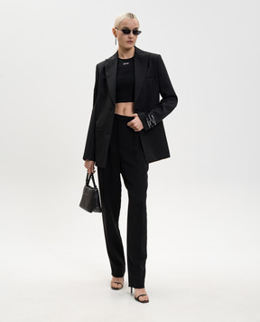 Off-White Чорний топ в рубчик з вишивкою логотипа OFF 2AD086C99JER002