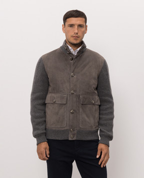 Brunello Cucinelli Серая комбинированная куртка MPCLF1955
