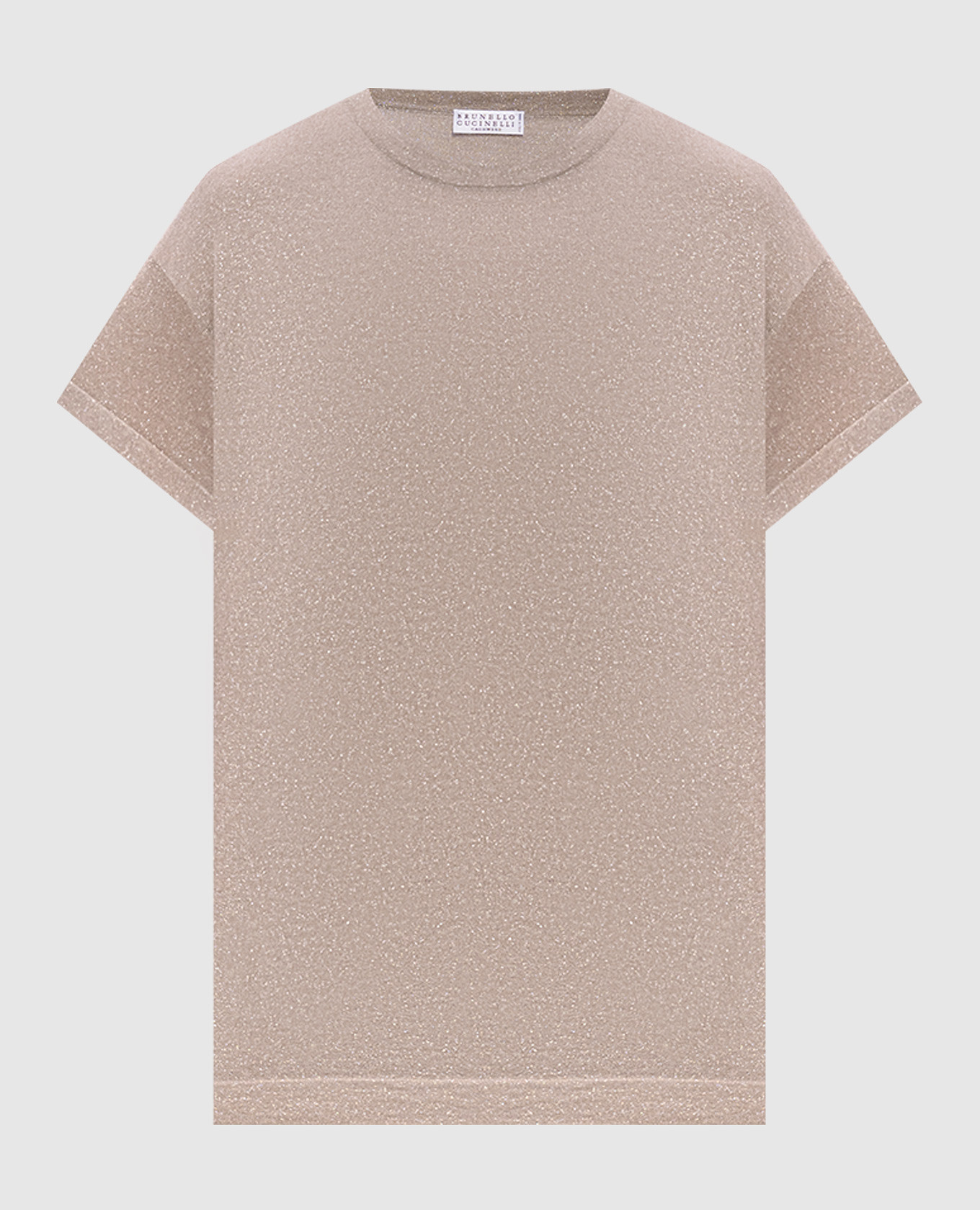 Бежевая футболка с кашемиром и шелком с люрексом