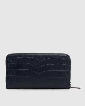Stefano Ricci Синій гаманець зі шкіри крокодила з емблемою з рутенієвим покриттям PP440GUCSVH