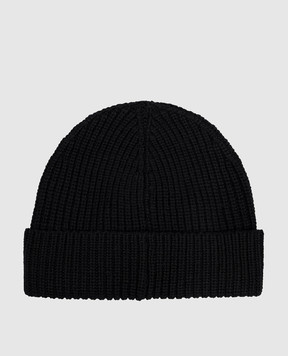 Off-White Чорна шапка з вовни з емблемою OMLC041C99KNI005