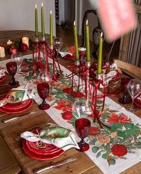 TESSITURA TOSCANA TELERIE Білий ранер GARLAND GLEE з льону NT240118020067