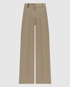 Peserico Штани з льону кольору хакі з ланцюжком A0404002606
