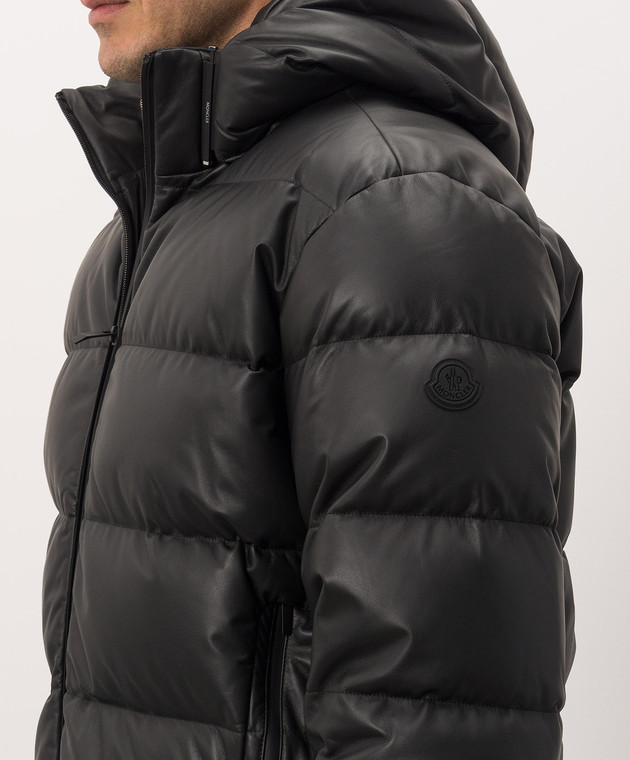 Moncler Чорний шкіряний пуховик L20911A0015759839 зображення 5