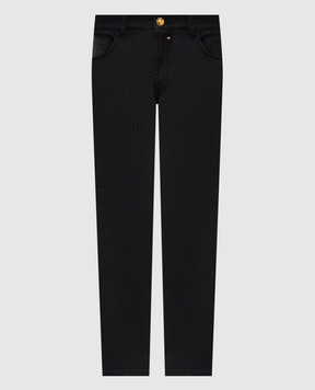 Stefano Ricci Чорні джинси зі шкіряним патчем логотипа MFT62B1211T109BK