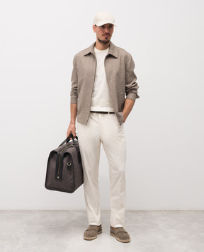 Brett Johnson Коричнева куртка з вовни, шовку та льону з емблемою SS26O96LP302CAF