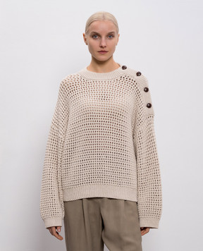 Brunello Cucinelli Бежевий ажурний светр M89302610