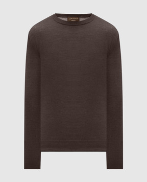 Doriani Cashmere Коричневый джемпер из шерсти, шелка и кашемира 180007979