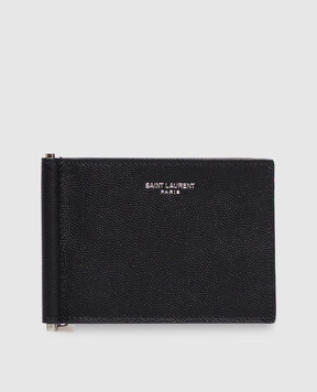 Saint Laurent Черный кожаный портмоне с зажимом для купюр 378005BTY0N