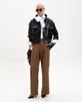 Babe Pay Pls Черная кожаная куртка с накладными карманами 2605PUFF