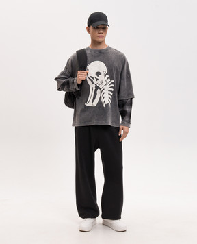 Palm Angels Сірий лонгслів Skull PMAB05ES26JER001