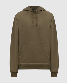 Balmain Худі кольору хакі з вишивкою логотипа GH0JR007BD10