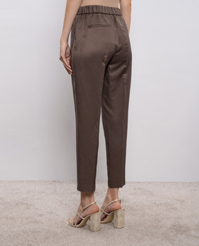 Peserico Коричневі штани з льоном з ланцюжком моніль A0407201926