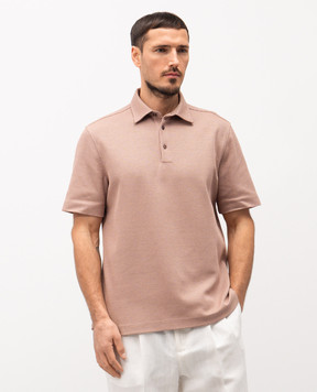 Agnona Коричневый поло с леном и шелком в узор TT09U2YY2074