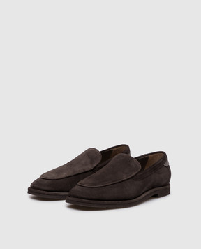Brunello Cucinelli Темно-коричневые замшевые лоферы с цепочкой мониль MZSFG3300P