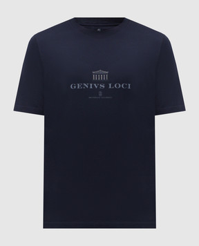 Brunello Cucinelli Синяя футболка с брендовым принтом M0B138520