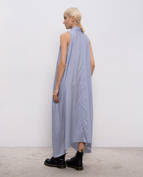 Vetements Голубое платье из шелка в полоску с логотипом WE76DR379N