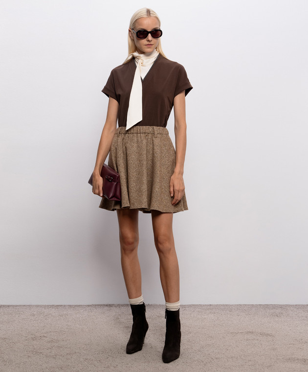 Brunello Cucinelli Коричневая футболка с цепочкой мониль M0T18BD222 изображение 2