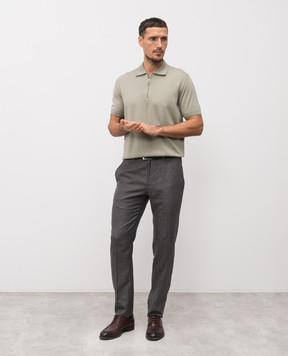 Stefano Ricci Поло цвета хаки из шерсти, кашемира и шелка W505507P31W26150