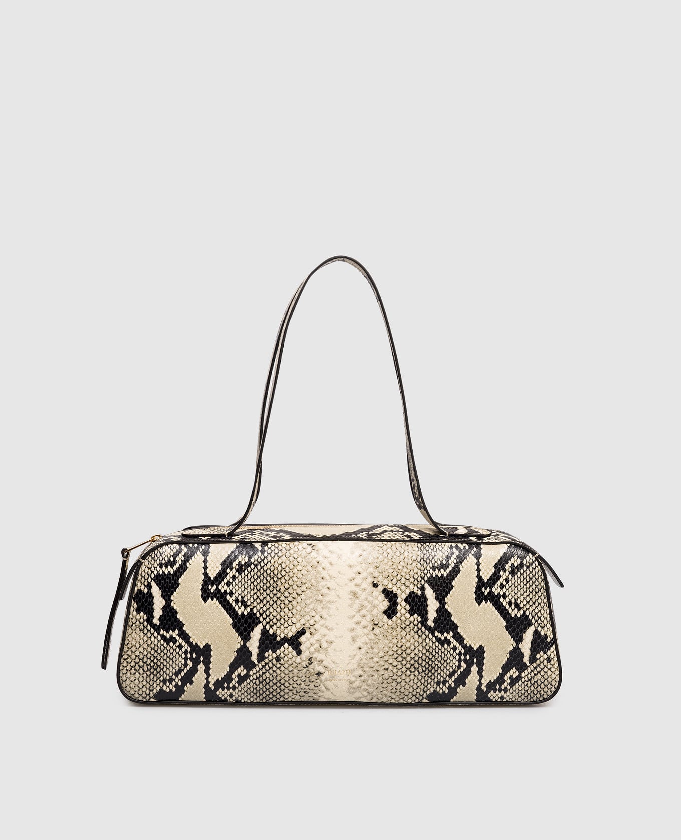 

Бежевая кожаная сумка-багет Simona с тиснением под кожу рептилии, Бежевый, Сумки на плечо