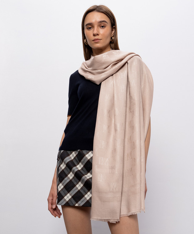 Max Mara Бежевый шарф GELATO из шерсти и шелка MXAGELATO изображение 2