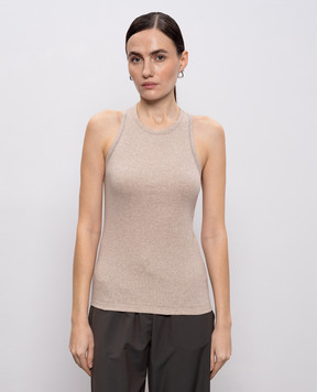 Peserico Бежевый меланжевый топ с цепочкой S08781J005669