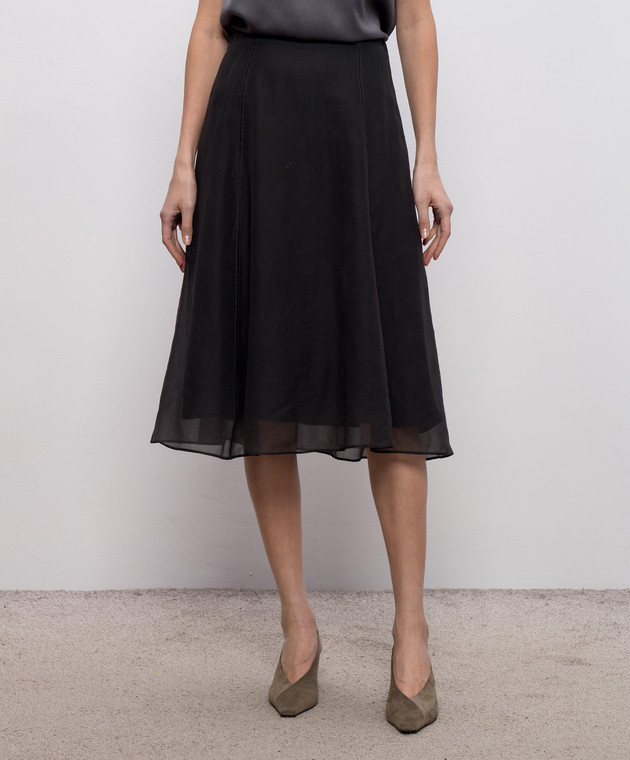 Brunello Cucinelli Сіра спідниця із шовку MP940G3877 зображення 3