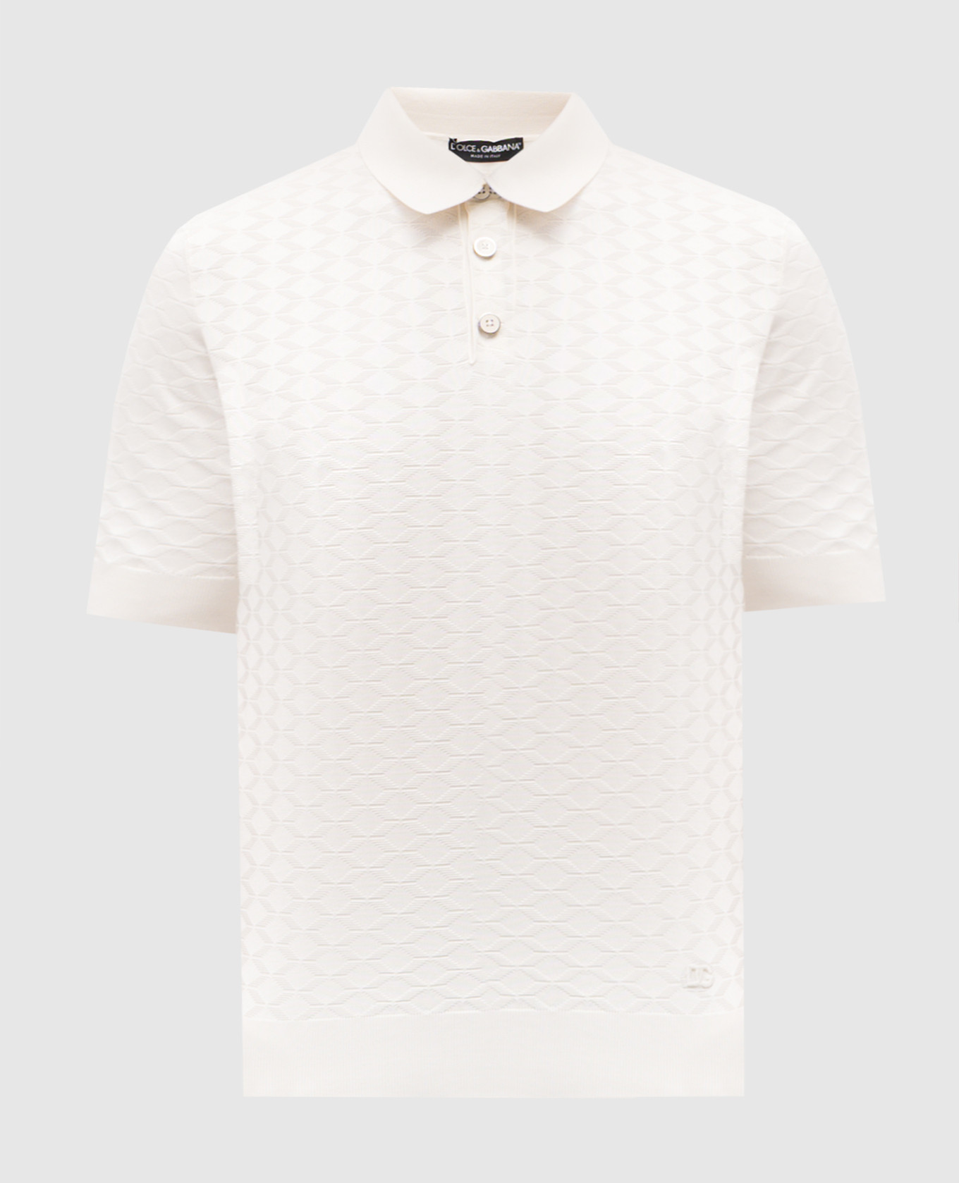 Белое поло из шелка в узор