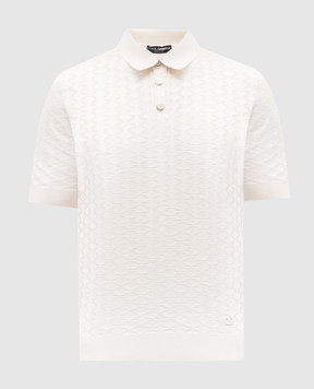 Dolce&Gabbana Біле поло із шовку у візерунок GXZ02ZJBSOF