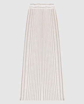 Peserico Білі штани з льоном в смужку A0405200676