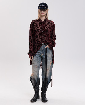 Ann Demeulemeester Бордова блуза Elisabeth з шовком B0010219FA749