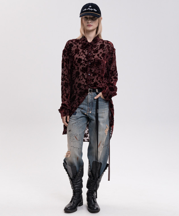 Ann Demeulemeester Бордова блуза Elisabeth з шовком B0010219FA749 зображення 2
