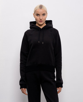 Tom Ford Чорне утеплене худі із шовком з монограмою FLJ069JEX186