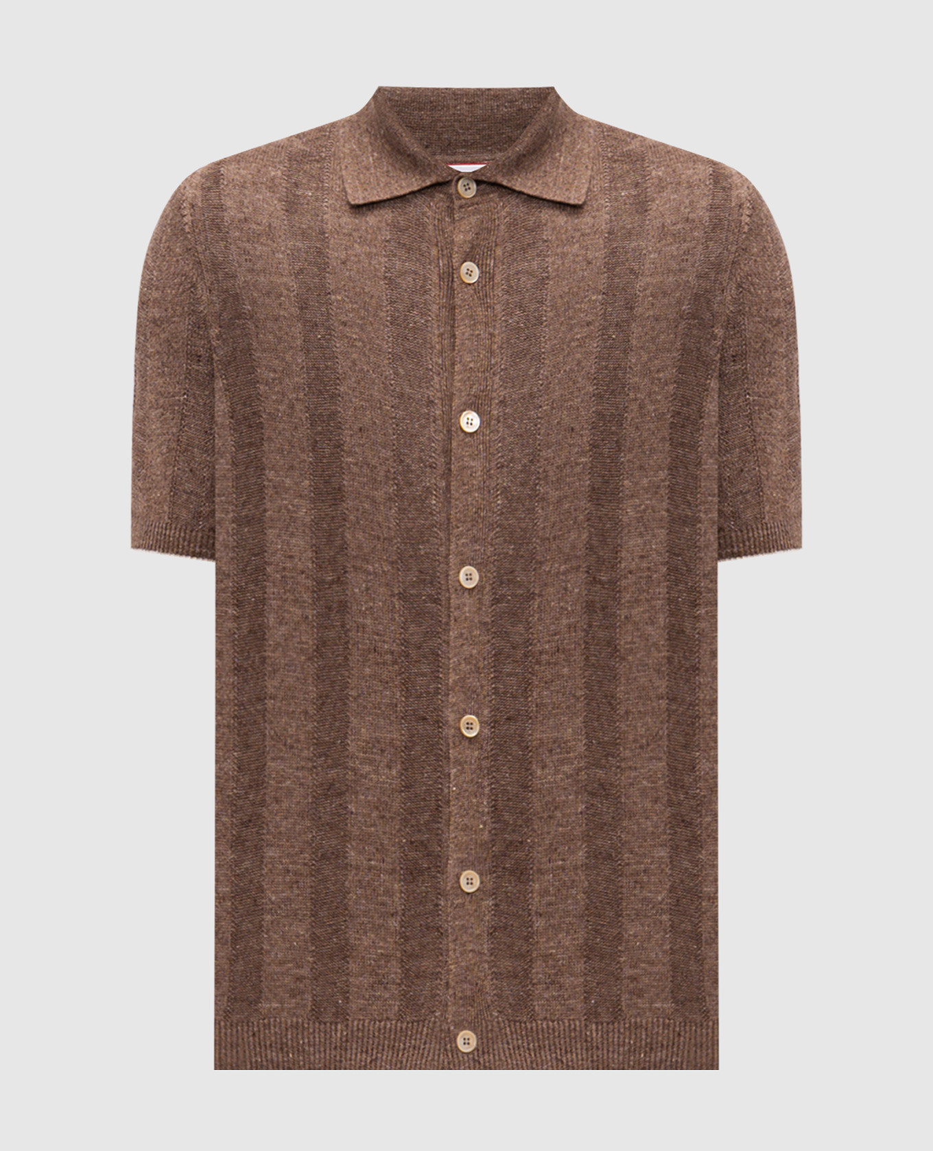 Коричневая рубашка с льном