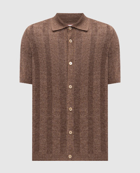 Brunello Cucinelli Коричнева сорочка з льоном M2L707805