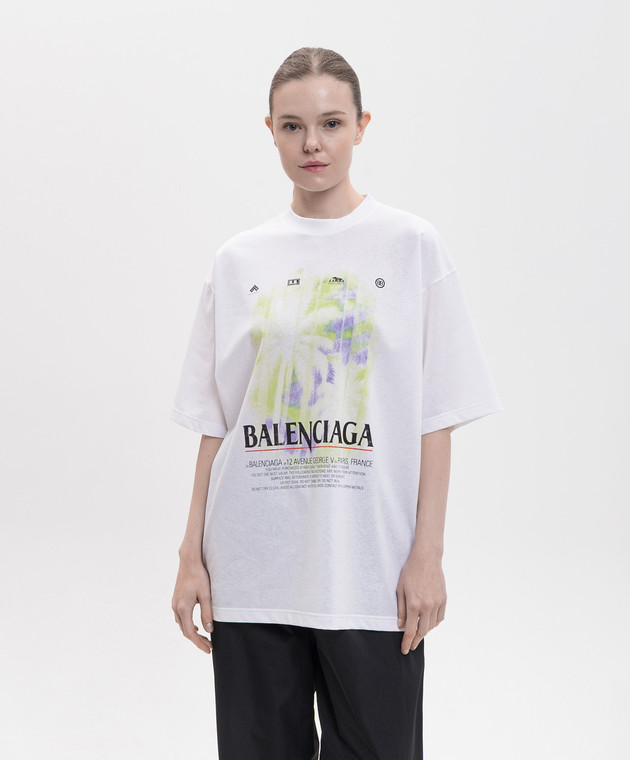 Balenciaga Белая футболка The Window с принтом A00497TUV07 изображение 3