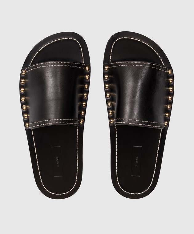 Toteme Черные кожаные шлепанцы 262WAS0328LE0212 изображение 4