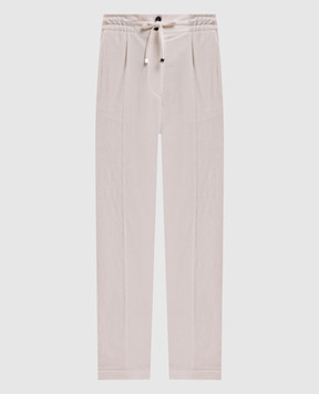 Kiton Велюровые штаны цвета айвори с отворотами D53116K0591I