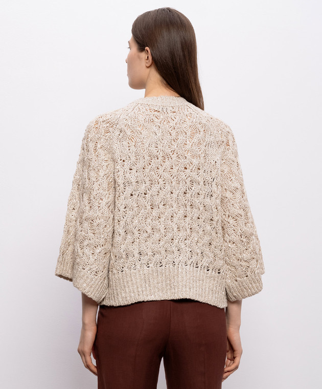 Brunello Cucinelli Бежевий джемпер з шовком та льоном MEA371100 зображення 4