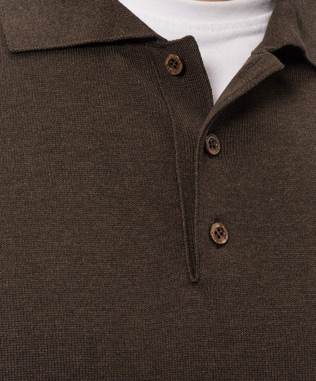 ISAIA Коричневое поло из шелка MG8327Y0470 изображение 5