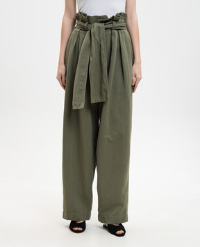 Balmain Зеленые брюки с льном GF0PQ285CG64