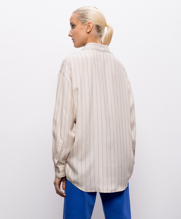 Versace Бежевая блуза из шелка в полоску 10244301A17906 изображение 4