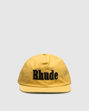 Rhude Жовта шкіряна кепка з вишивкою логотипа RHFW26HA01741