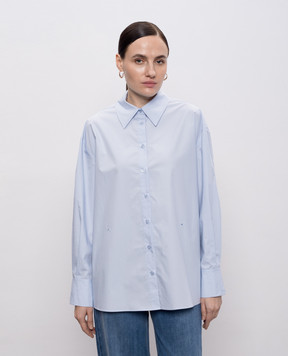 Twinset Голубая рубашка с вышивкой логотипа 261TE2010