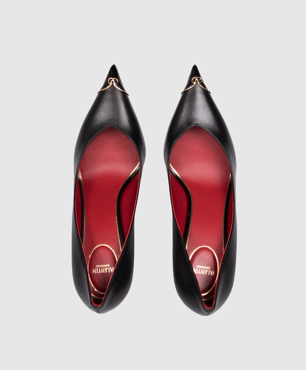 Valentino Чорні шкіряні туфлі з логотипом VLogo 9W2S0QD7YEA зображення 5